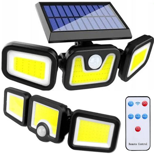100 LED COB solar wall light with motion sensor 2400mAh IP67 remote