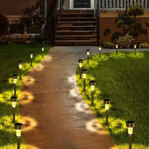 10x solar floor LED warm white garden lamp 37cm