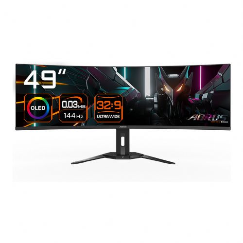 Monitor Gigabyte Monitor Aorus CO49DQ 124,5 cm (49"), 5120x1440 (WQHD), HDR400 TrueBlack 0,03ms 144Hz 2xHDMI DP USB-C zvočnik črn