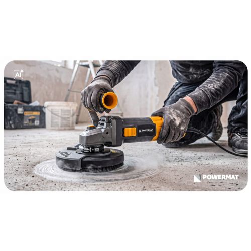 Powermat PM-SDB-1400T 1400 W grinder, for concrete and stone, 125 mm, with dust extraction, 2300–8000 rpm