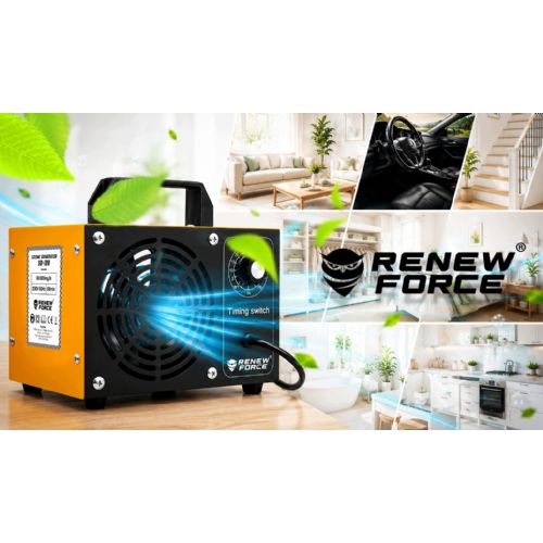 Ozone generator RENEW FORCE 140 W, 60 g/h, air flow 200 m³/h, 4 ceramic plates, 60 minute timer, yellow