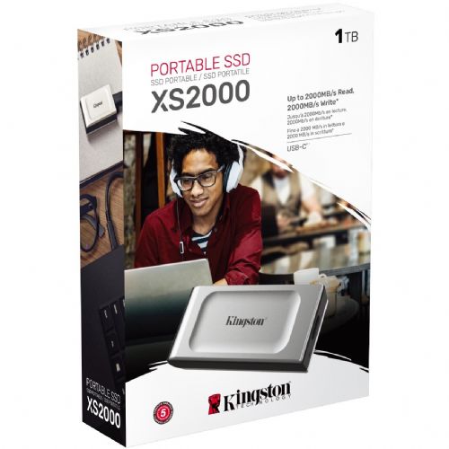 Zunanji SSD disk Kingston XS2000, 1 TB, USB 3.2 Gen2, siv