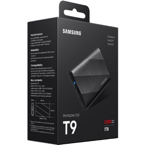 Zunanji SSD disk 1TB Samsung Portable T9 USB 3.2 Gen2 Črna