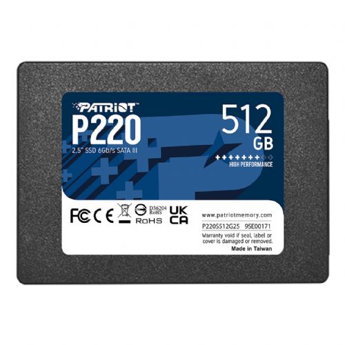 2,5-palčni Patriot P220 512 GB (črn, SATA III 6 Gb/s, 2,5")