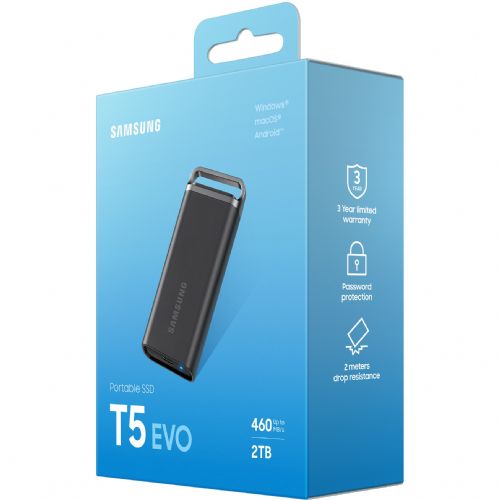 Zunanji SSD disk 2TB Samsung Portable T5 EVO USB 3.2 Gen1 Črna maloprodaja
