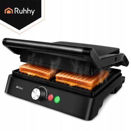 Kitchen grill, toaster and toaster Ruhhy 2in1 2000W, non-stick plates, adjustable temperature, removable tray, black