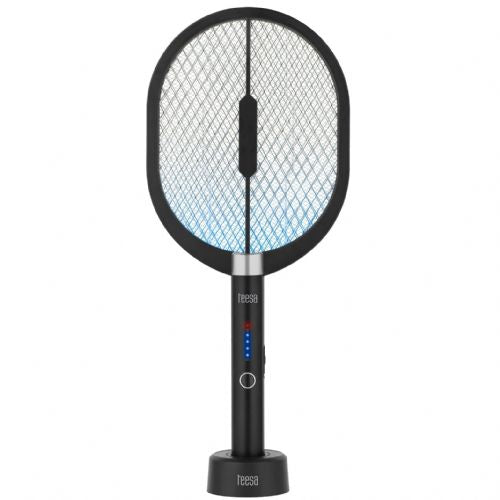 3in1 battery electric racket UV LED insect killer black