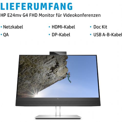 Monitor HP E24mv G4 Conferencing Monitor 60,45 cm (23,8"), 1920x1080 (FHD), 16:9, 5ms, IPS, HDMI, VGA, DisplayPort VESA Pivot Speaker Full HD Black/Silver