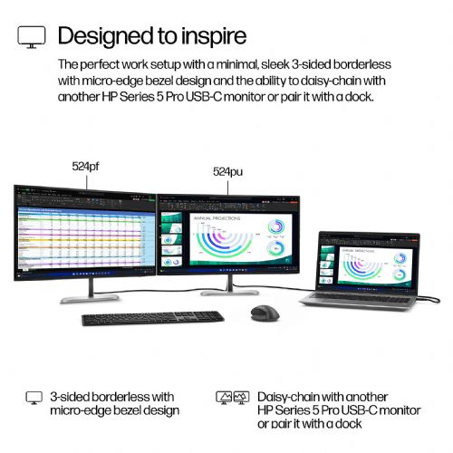 Monitor HP S5 Pro 524pf 60,45 cm (23,8"), 1920 x 1080 (FHD), IPS, 350 cd/m2, 5ms, HDMI DP