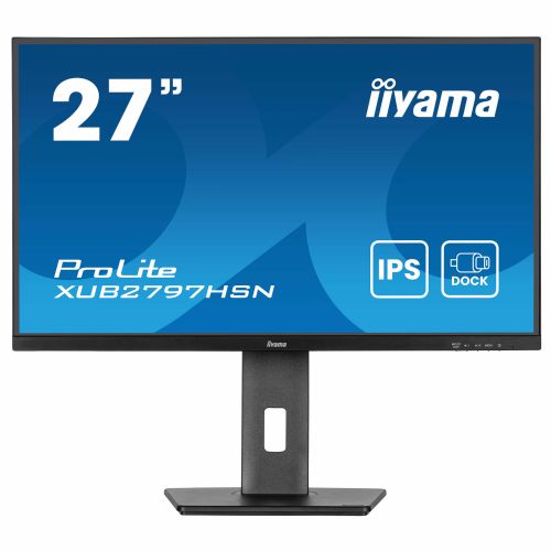 Monitor Iiyama ProLite XUB2797HSN-B2, 68,6 cm (27"), 1920 x 1080 (FHD), IPS, 300 cd/m2, 16 : 9, 1 ms, 100 Hz, HDMI, DP, USB-C (65 W), zvočnik, pivot, črn 98139837