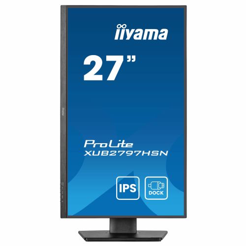 Monitor Iiyama ProLite XUB2797HSN-B2, 68,6 cm (27"), 1920 x 1080 (FHD), IPS, 300 cd/m2, 16 : 9, 1 ms, 100 Hz, HDMI, DP, USB-C (65 W), zvočnik, pivot, črn 98139837