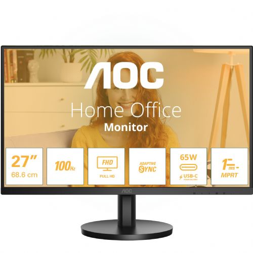Monitor AOC Basic-line 27B3CA2 68,6 cm (27"), 1920x1080 (FHD), 16:9 FHD IPS 1ms 100Hz HDMI USB-C zvočnik črn