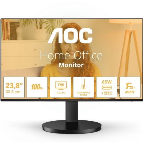 Monitor AOC Basic-line 27B3CF2 68,58 cm (27"), 1920x1080 (FHD), IPS, 250cd/m2, 16:9, 1ms 100Hz HDMI USB-C 65W, zvočnik črn