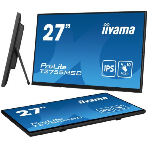 Monitor Iiyama ProLite T2755MSC-B1 68,58 cm (27"), 1920x1080 (FHD), 400 cd/m2, 16:9 FHD IPS Touch 5ms 60Hz HDMI DP USB zvočnik črn