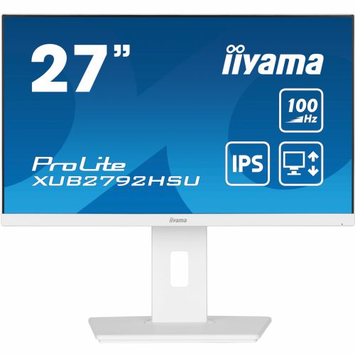 Monitor Iiyama Prolite XUB2792HSU-W6 68,58 cm (27"), 1920x1080 (FHD), IPS, 250cd/m2, 16:9, 100Hz 0,4ms HDMI DP USB LS Pivot Vesa Bela