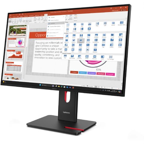 Monitor Lenovo ThinkVision T27-40 68,6 cm (27"), 1920x1080 (FHD), 16:9 IPS, 300cd/m2 1500:1 HDMI DP VGA USB