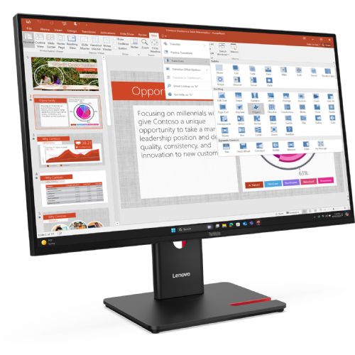 Monitor Lenovo ThinkVision T27-40 68,6 cm (27"), 1920x1080 (FHD), 16:9 IPS, 300cd/m2 1500:1 HDMI DP VGA USB