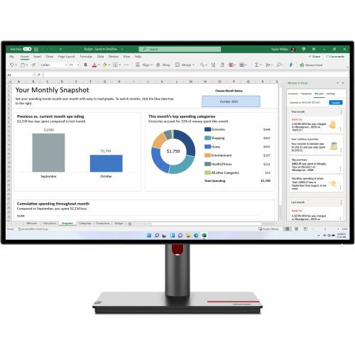 Monitor Lenovo ThinkVision P27h-30 68,58 cm (27"), 16:9, 2560x1440, 350 cd/m2, 1000:1, 3M:1, 6ms 1x DP 1.4 1x HDMI 2.0, 1x DP-Out, 1xUSB-C 65W (63A1GAT1EU) 94131166