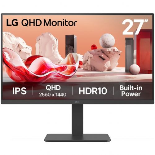 Monitor LG 27BA45QB-B 68,6 cm (27"), 2560x1440 (QHD), 16:9 IPS 5 ms 75 Hz HDR10 2 x HDMI DP Zvočnik Pivot Črna