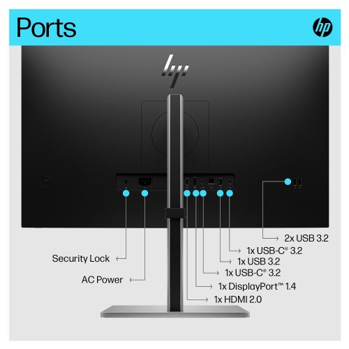 Monitor HP E27k G5 68,58 cm (27"), 3840x2160 (4K UHD), 350cd/m2, IPS HDMI DP USB-C 65W, Pivot UHD Speaker