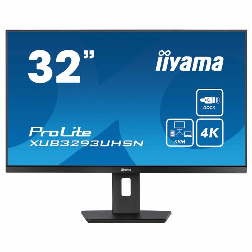 Monitor Iiyama LCD Business XUB3293UHSN-B5 80.1 cm (31.5'), 3840x2160 (4K UHD), IPS, 350cd/m2, 4ms, HDMI, DisplayPort, USB-C 65W, black
