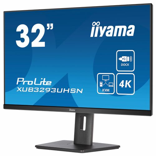 Monitor Iiyama LCD Business XUB3293UHSN-B5 80.1 cm (31.5'), 3840x2160 (4K UHD), IPS, 350cd/m2, 4ms, HDMI, DisplayPort, USB-C 65W, black
