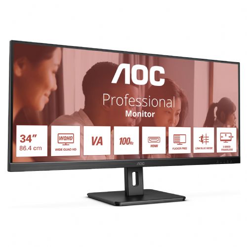 Monitor AOC U34E2M 86,36 cm (34,0"), 3440x1440 (UWQHD), 250cd/m2, +100Hz, DP 2xHDMI 4 ms Black 94131973