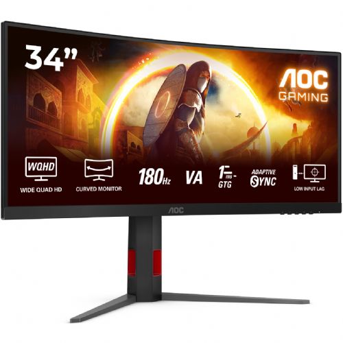 Monitor AOC CU34G4 86,4 cm (34"), 3440x1440 (WQHD), VA, 300cd/m2, 21:09 HDMI+DP črno/rdeč