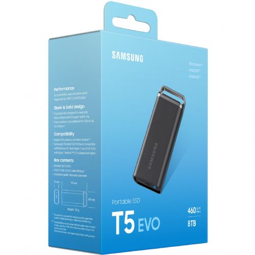 8TB Samsung prenosni T5 EVO USB 3.2 Gen1 črn maloprodaja
