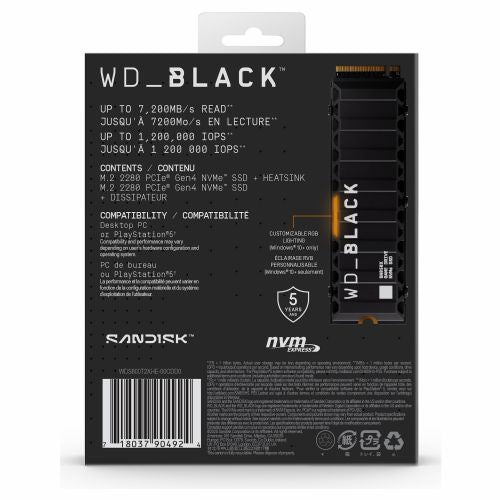 Vgradni SSD disk WD SN850X 8TB M.2 PCIe 4.0 NVMe hladilnik