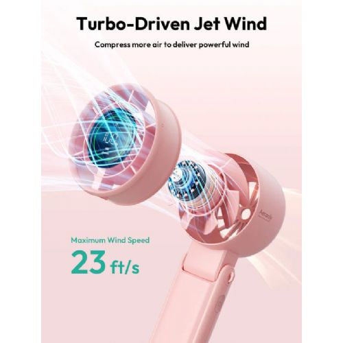 Aecooly Halo 02 3-in-1 Portable Handheld Fan with LED Display and 5000 mAh Battery, Pink (PB02-PK)