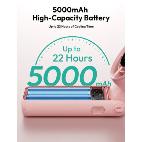 Aecooly Halo 02 3-in-1 Portable Handheld Fan with LED Display and 5000 mAh Battery, Pink (PB02-PK)