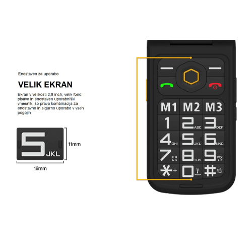 AGM Rugged Flip Phone Flip M8 (4G) DS, IP68/IP69K/MIL-STD-810H, Black (OPEN PACKAGING)