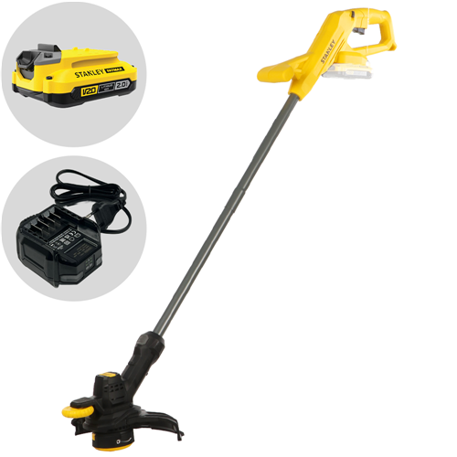 Stanley Cordless Lawn Mower (SFMCST925M1-QW), 18 Volt (Black/Yellow, 2.0 Ah Lithium-Ion Battery)