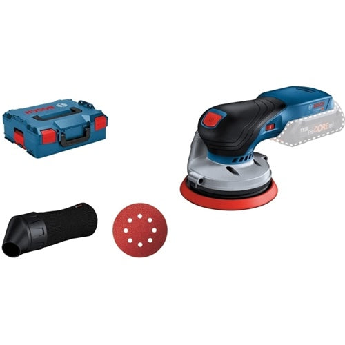 Cordless random orbital sander Bosch GEX 18V-125 Professional Solo, 18V, without battery and charger, brushless motor, 125mm, in L-Boxx, blue/black