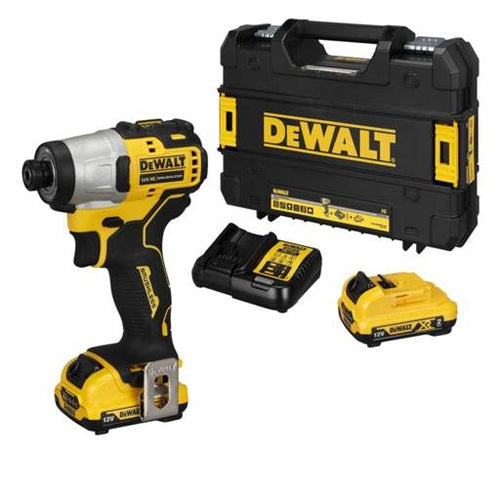 DeWalt DCF801D2 12 V, 1/4" cordless impact driver (yellow/black, 2x 2.0 Ah lithium-ion battery, in T STAK box)