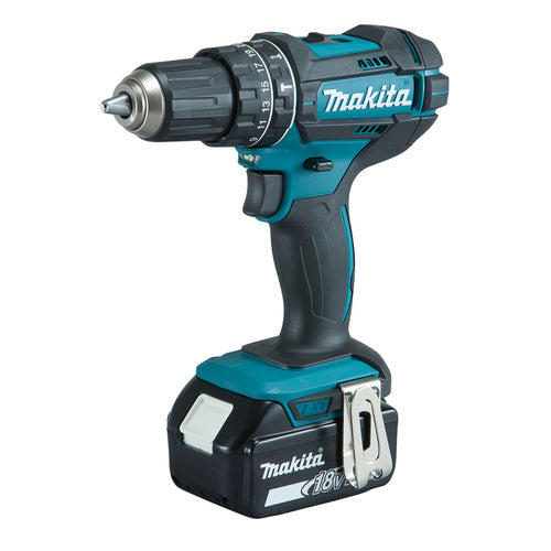 Makita DHP482RFWJ cordless impact drill/driver, 18 volts (white/black, 2x 3.0 Ah lithium-ion batteries, in MAKPAC size 2)
