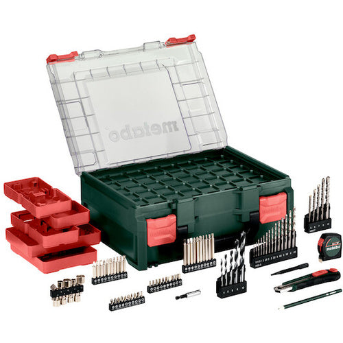 Metabo SB 18 L Set cordless screwdriver and drill, 18 V, 2x 2.0 Ah Li-Ion batteries, keyless chuck, LED light, 78-piece accessory set