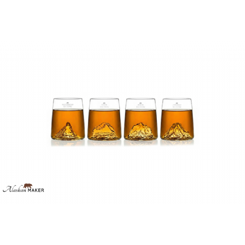 Shot glasses for spirits Alaskan MAKER Swiss AMTOPO-S-MEMJ, topography 4 mountains, 65 ml