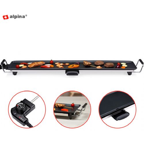 Electric grill plate ALPINA Teppanyaki GRILL, steel, aluminum, power 2000W, adjustable temperature, 100x22cm