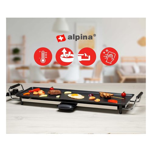ALPINA Teppanyaki GRILL electric grill plate, steel, aluminum, power 2000W, adjustable temperature, 70x23cm