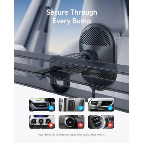 Anker MagGo wireless car charger with built-in USB-C cable, 15W