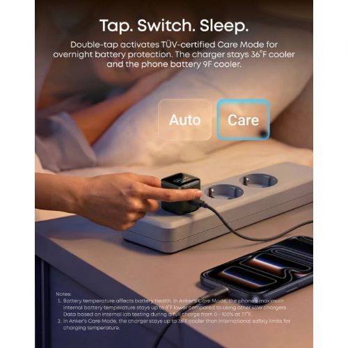 Anker Nano 45W Smart Display Charger, USB-C, fast charging, Care Mode, black