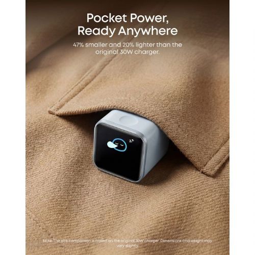 Anker Nano 45W Smart Display Charger, USB-C, fast charging, Care Mode, black