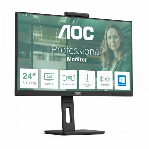 Monitor AOC Pro-line 24P3CW 60,5 cm (23,8"), 1920x1080 (FHD), 16:9 FHD IPS 4ms 75Hz HDMI DP USB-C 65W, črn zvočnik