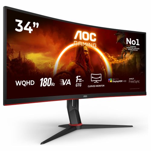 Monitor AOC CU34G2XP/BK 86,4 cm (34"), 21:09 2xHDMI+2xDP+USB ukrivljen na drobno