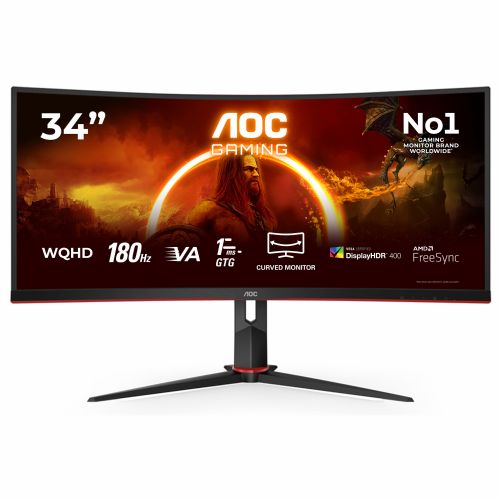 Monitor AOC CU34G2XP/BK 86,4 cm (34"), 21:09 2xHDMI+2xDP+USB ukrivljen na drobno