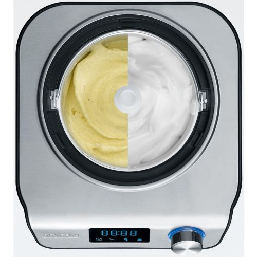 Aparat za sladoled Severin Compact Ice Cream Maker & jogurt EZ 7407 (črna (mat)/srebrna, za 1200 ml sladoleda, kompresor 135 W)
