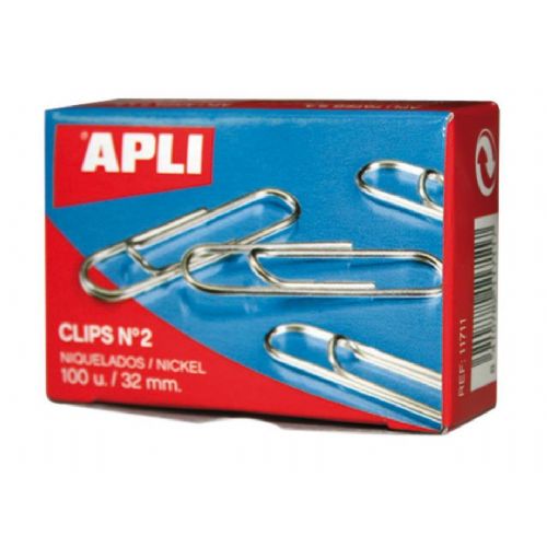 Apli Paper clips, silver No. 2 size 32 mm