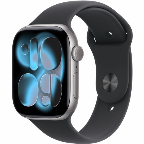 Pametna ura Apple Watch S11 aluminij 46 mm vesoljsko siva (športni pašček črn) S/M